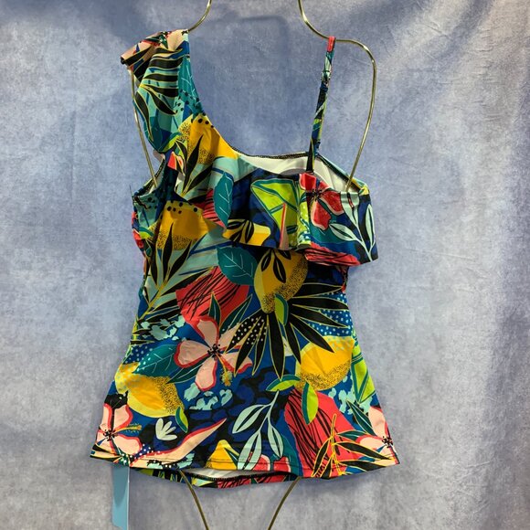 Yonique Two Piece One Shoulder Tankini Tummy Control Bathing Suit - Picture 6 of 9